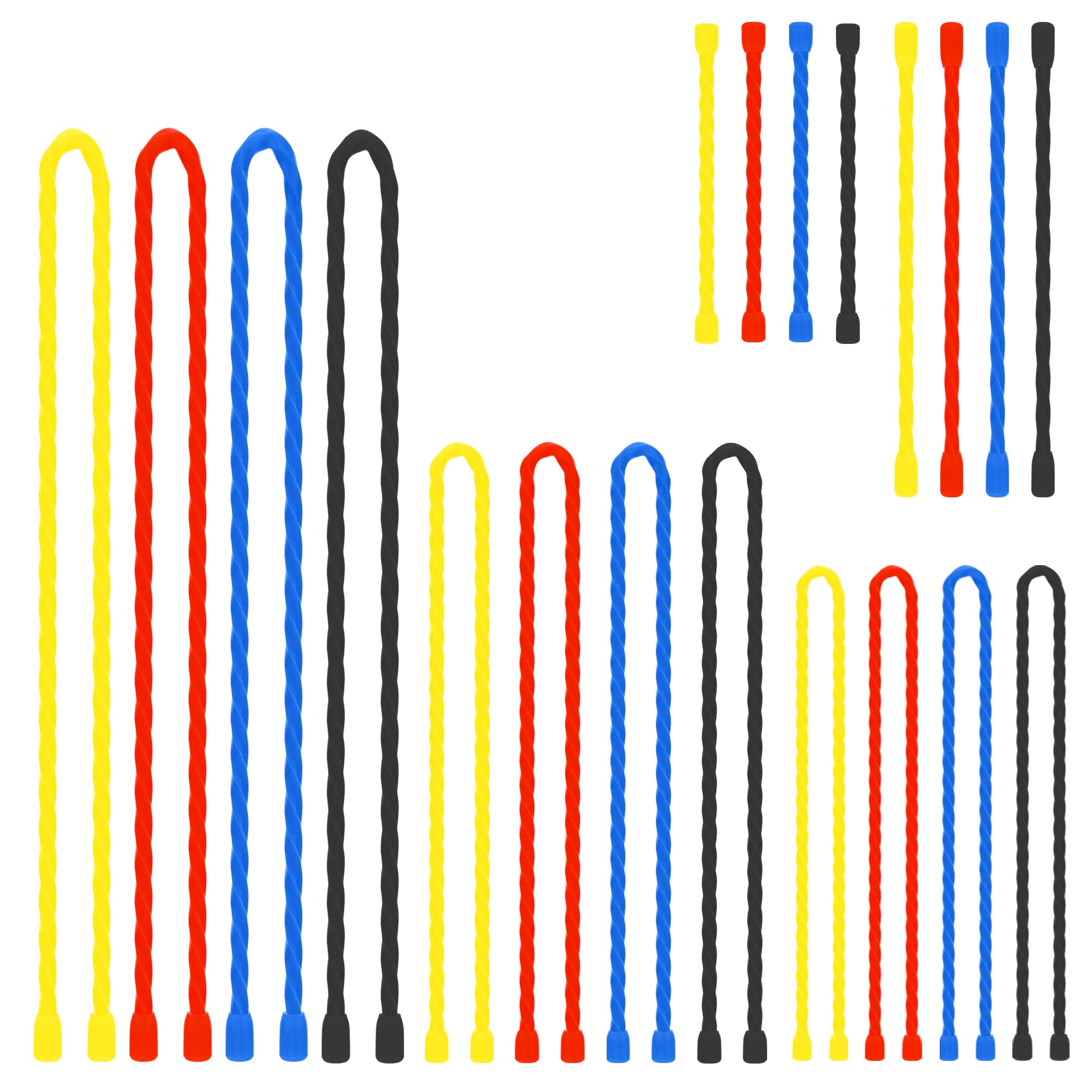 Dreamxiang 20Pcs 3 6 12 18 24inchs Silicone Cable Ties Reusable Steel-Core Silicone Twist Ties Straps for Bundling and Organizing, All Purpose Bendable Holder Strap for Indoor and Out, 4 Colors
