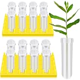 Beeveer 2 Peg Rack 16 Flower Water Tubes for Fresh Milkweed Cuttings | Clear Plastic Floral Tubes with Caps, Keeps Stems Hydrated, Butterfly Habitat Feeding, Nectar Flower Care Supplies