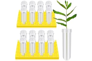 Beeveer 2 Short Peg Rack with 16 Large Floral Tubes Floral Water Tubes for Feeding Fresh Milkweed Cuttings Host Plants Nectar