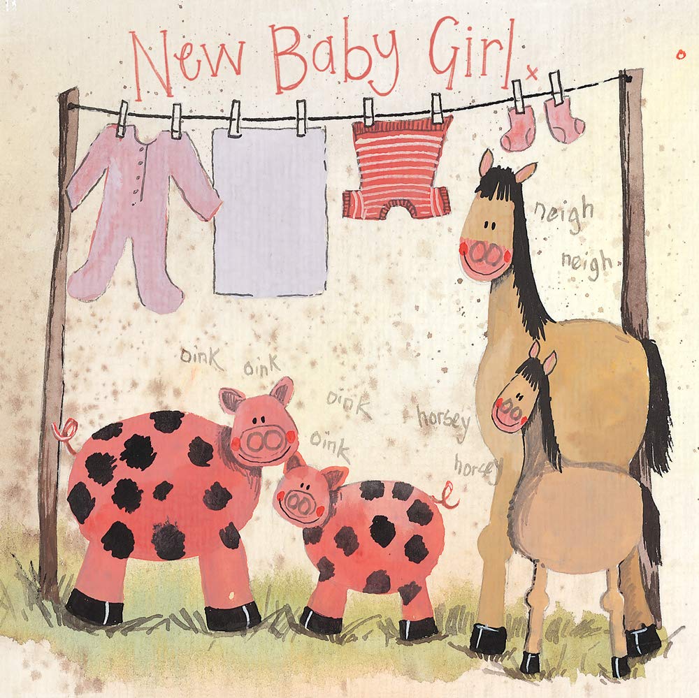 ALEX CLARK New Baby Girl Animals Card