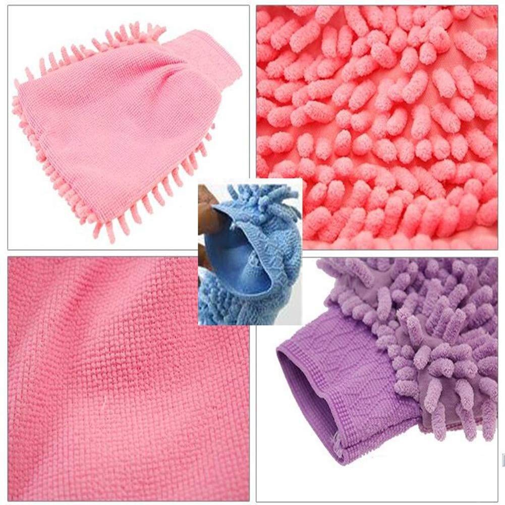 Mop Slippers Dusting Mitt, Duster Mop Slippers Shoes Cover 2 Pairs Mop Slipper Shoes Cover with 2 Pairs Chenille Microfiber Dusting Mitt Wash Mitt for Car,House,Windows Cleaning