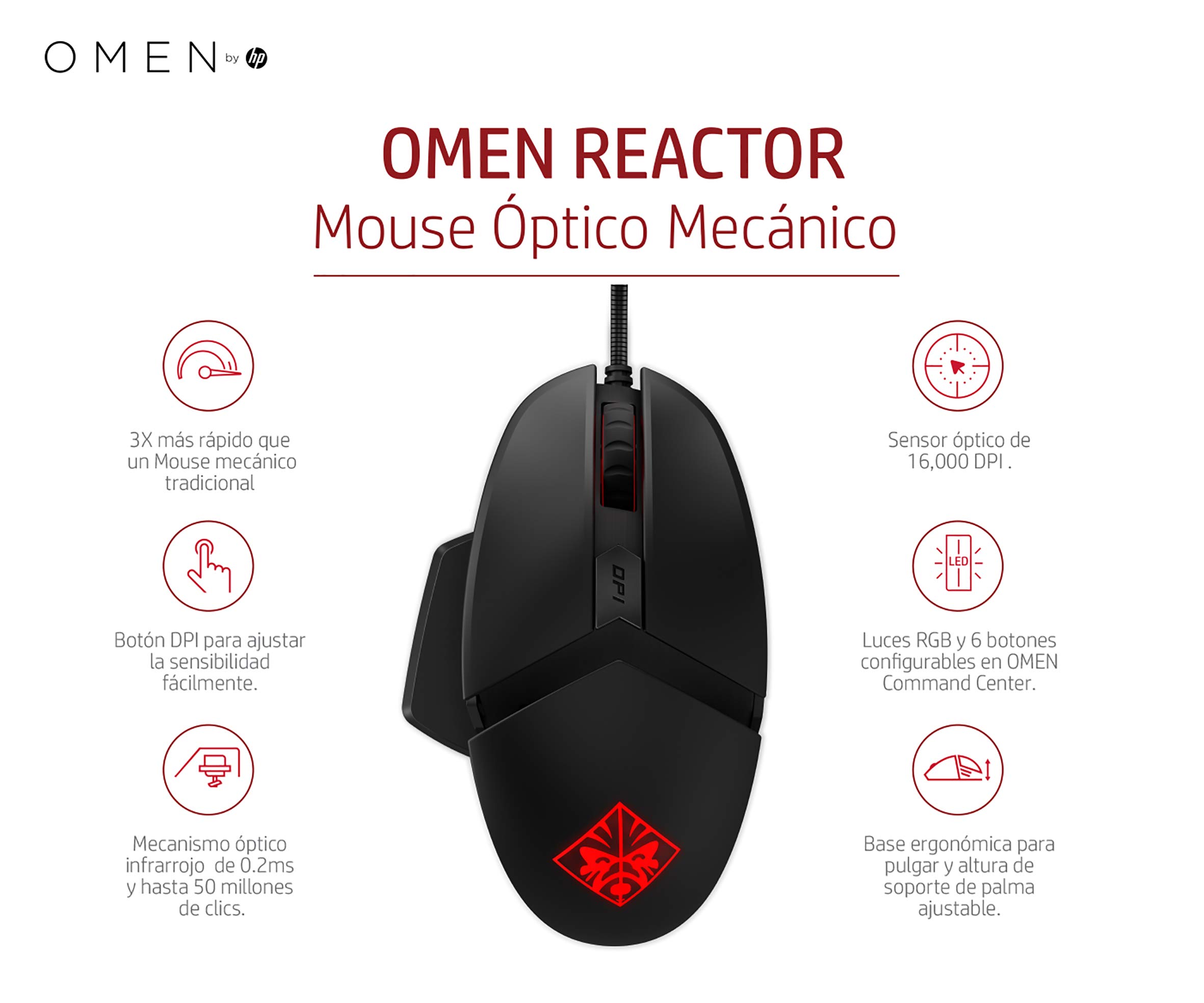 OMEN by HP Wired USB Gaming Reactor Mouse (Black/Red)