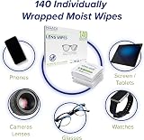 HAADI Glasses Cleaner Wipes 140 Pack Individually Wrapped 6x5 in view 3