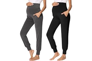 fitglam Women's Maternity Pants Over Belly Lounge Pajamas Clothes Pregnancy Must Haves Joggers with Pockets