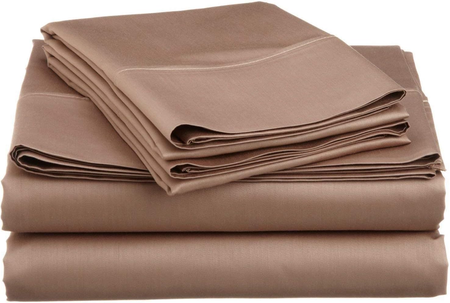 Top Selling Egyptian Cotton 600-Thread-Count (Queen Size) 4-Piece Sheet Set Adjustable Deep Pocket Fits Up To 11"- 15" Deep Mattress - Taupe Solid