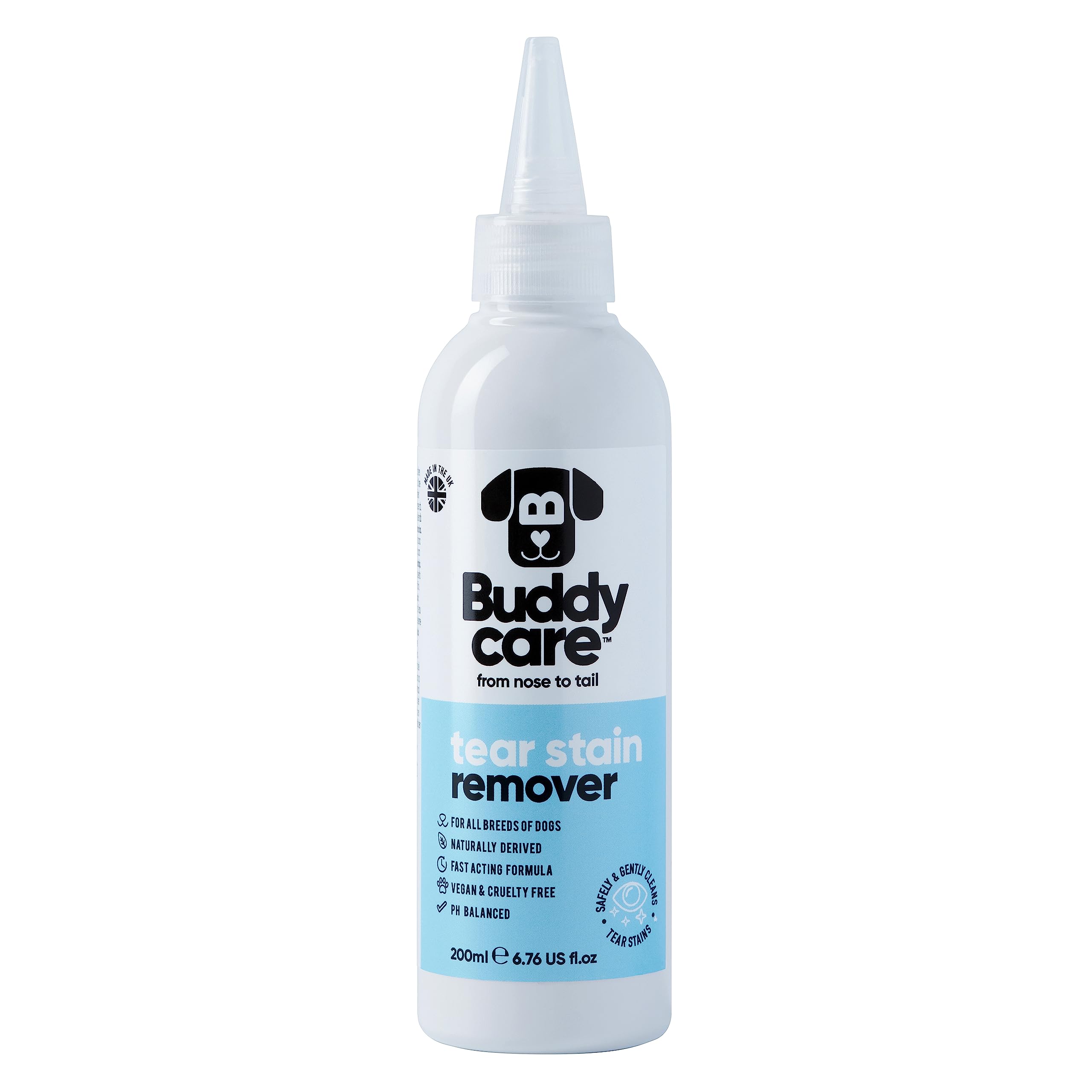 Dog Tear Stain Remover by Buddycare | Fast-Acting Tear Stain Remover for Dogs | Naturally Derived, PH-Balanced Formula (200ml)