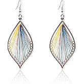 KaFu Boho handmade Braided Geometric Earrings for Women Colorful Layered Leaf Earrings Bohemian Vintage Dangle Drop Tassel Silver Earrings For Women Gifts