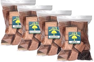 J.C.'S SMOKING WOOD PRODUCTS J.C.'s Smoking Wood Chunks - Premium 4 PK Gallon Sized Bag of Apple, Hickory, Pecan, Wild Black Cherry