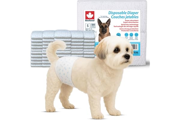 Updated 2026 Elimedical Redleaf Disposable Dog Diapers Male | Small (50 Count) | Male Dog Diapers for Incontinence, Marking,