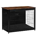 DWANTON Dog Crate Furniture with Cushion, Wooden