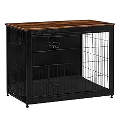 DWANTON Dog Crate Furniture with Cushion, Wooden