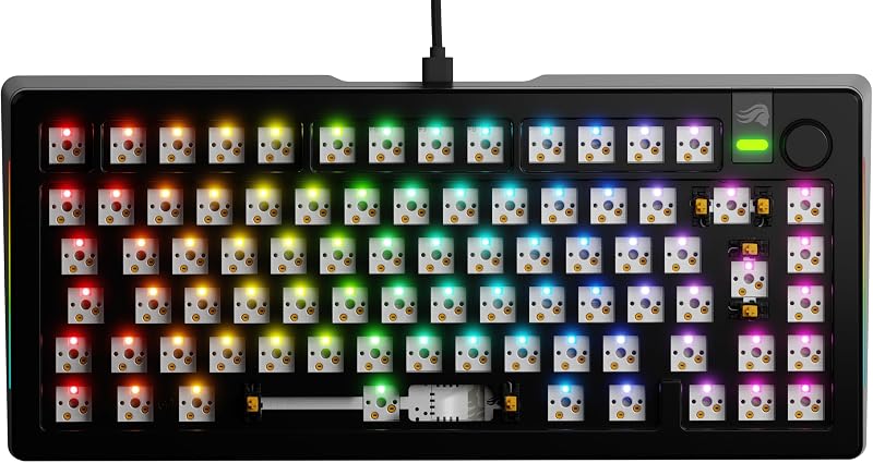 Gaming GMMK 3 PRO Barebones: tangentbordssats med vred, modulärt aluminiumhölje Och packningssystem, utbytbara brytare, 75% TKL, ljuddämpande skum, aluminiumplatta, ISO/EU - Svart