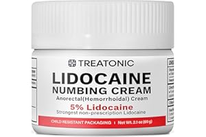 TREATONIC 5% Lidocaine Topical Numbing Cream: Maximum Strength Topical Anesthetic Numb Cream for Pain Relief, Itching, Burning, Soreness, Hemorrhoid - Fast Acting & Long Lasting Numbing Formulation - 2.1 oz