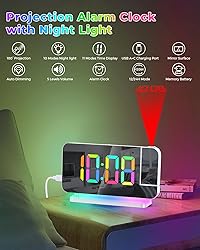 SZELAM Projection Alarm Clock,7.4" LED Mirror