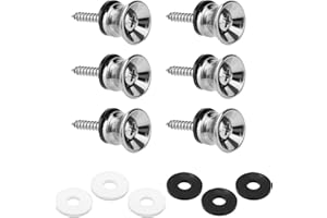 6 Pcs Guitar Strap Button Locks with Anti-Slip Washers & Screws, Alloy Strap Locks Pins Anti Slipping Instrument Parts Access