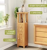 Hallowood Furniture Waverly Oak Open Top Tower Slim Storage Cabinet view 6