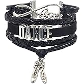 HHHbeauty Dance Bracelet Dancing - Infinity love Belly Ballroom Just Dance Charm Bracelet Dancer Gifts For Dancer, Dance Mom, Dance Teacher, Dance Lovers ((Black)