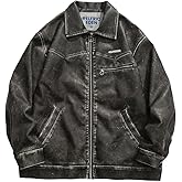 Aelfric Eden Leather Jacket Faux Vintage Oversized Motorcycle Jackets Zip Up Moto Jacket Fashion Trendy Outfits Unisex