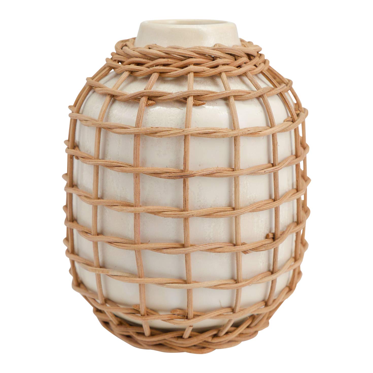 Amazon Com Floor 9 White Vase With Rattan Wrap Home Kitchen