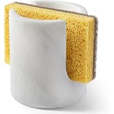 Koville Marble Sponge Holder for Kitchen Sink Counter, Natural Stone Sponge Caddy for Sink Organizer, Dish Drying Rack, Marbl