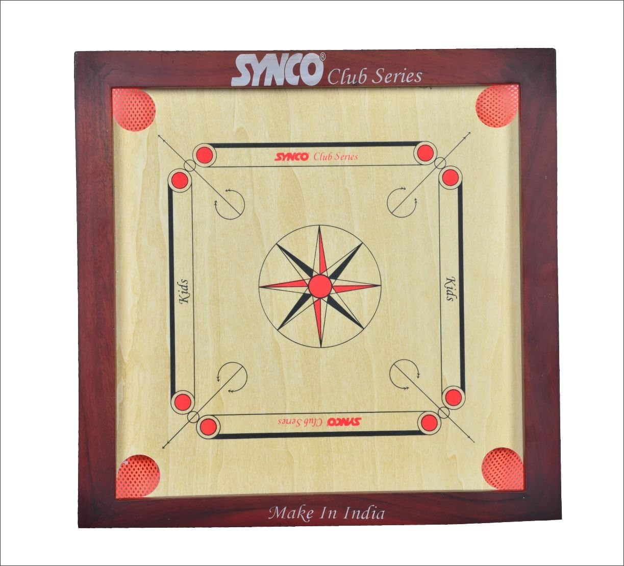 V3G TRADE SOLUTIONS SYNCO Club Series Kids Wood Board with Coins and Striker, Small (Multicolour)