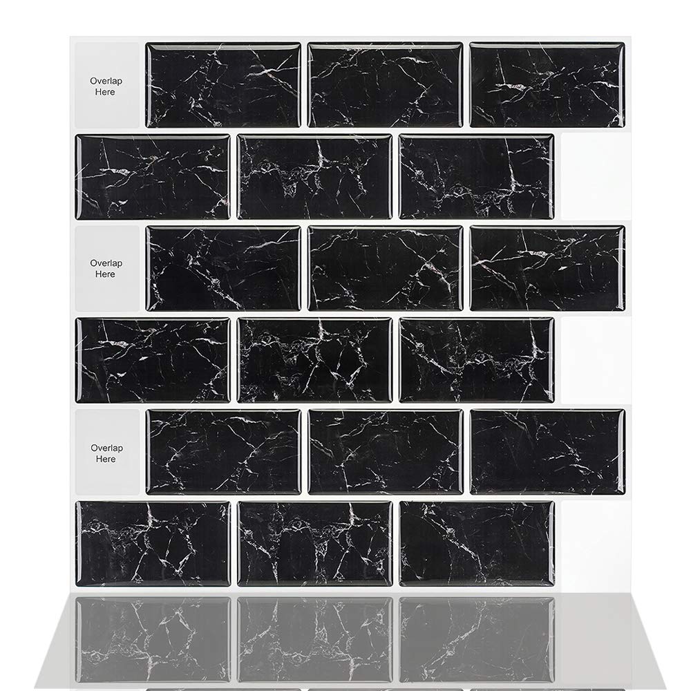 Alwayspon Tile Sticker 10 Sheets Vinyl Stick on Tiles, 12"x12" Wall Tile Transfers Sticker for Home Decor, Peel and Stick Self-adhesive Backsplash, Tile Decals for Kitchen Bathroom Decor — image 1