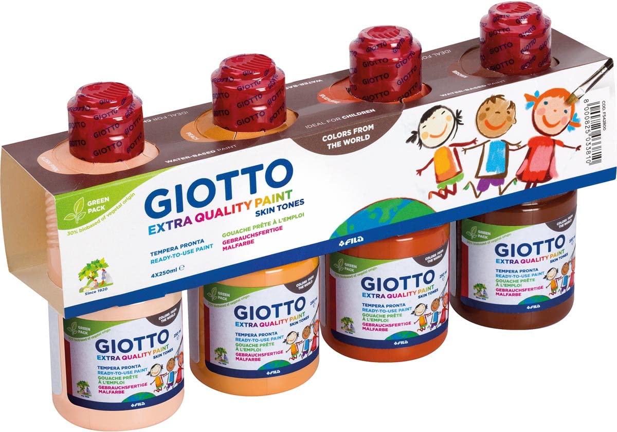 GIOTTO Tempera Pronta Skin Tones Extra Quality 4 x 250 ml, Skin Colours, 250 ml (Pack of 4), 542800