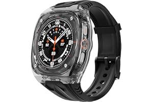 Delidigi Rugged Clear Case with Band Compatible for Samsung Galaxy Watch Ultra 47mm, Galaxy Watch Ultra Band with Protective Case Bumper Cover