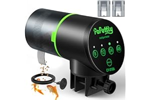 PAPETTLY Automatic Fish Feeder for Aquarium, Auto Fish Food Dispenser with Timer and Feeding Ring, Moisture-Proof, Smart Fish Tank Vacation Feeder with 2 AAA Batteries