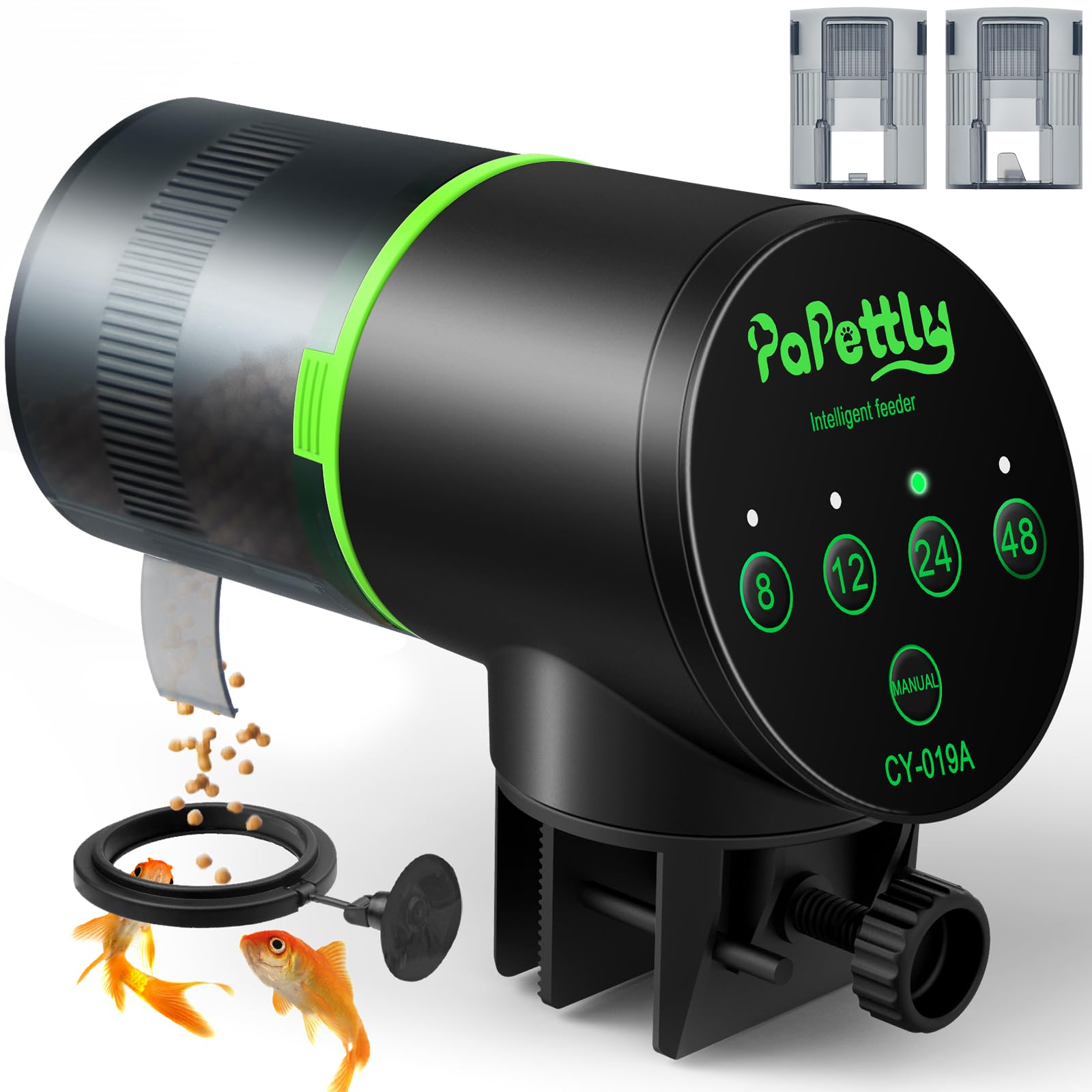 Photo 1 of Automatic Fish Feeder for Aquarium, Auto Fish Food Dispenser with Timer and Feeding Ring, Moisture-Proof, Smart Fish Tank Vacation Feeder with 2 AAA Batteries