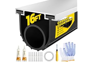 Holikme Garage Door Seal - Pre-drilled Aluminum Track Retainer Kit, Easy to Install, Durable U+O Ring Combination Garage Door Weather Stripping Kit, Black16FT
