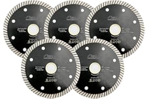 SHDIATOOL Super Thin Diamond Turbo Blade 5PCS 4 Inch Cutting Porcelain Ceramic Tile Granite Dia 105mm