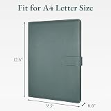 Mymazn A4 Clipboard Folder Faux Leather Conference Organizer Grey Green view 3