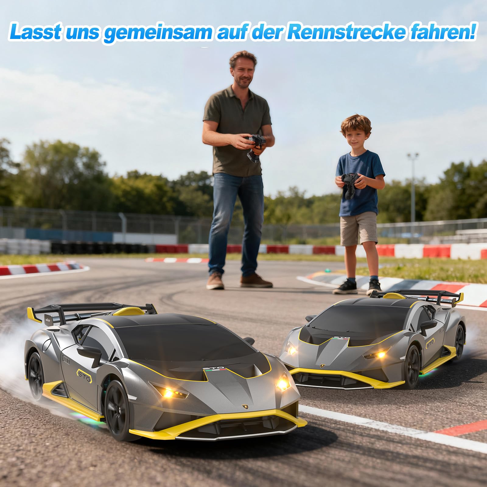 Lamborghini RC Drift Auto, 1:24 Mini 4WD Ferngesteuertes Drift Auto mit Vollproportionale Drosselklappe Und LED Leuchten, 25KM/H RC Rennen, Spielzeug Geschenke für Jungen ab 6 7 8 9 10 11 12 Jahren 8