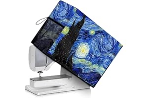 Mumeson Van Gogh Starry Night Sewing Machine Cover Dust Cover Case Fit Most Sewing Machine Durable Quilted Dust Cover Protection Decor