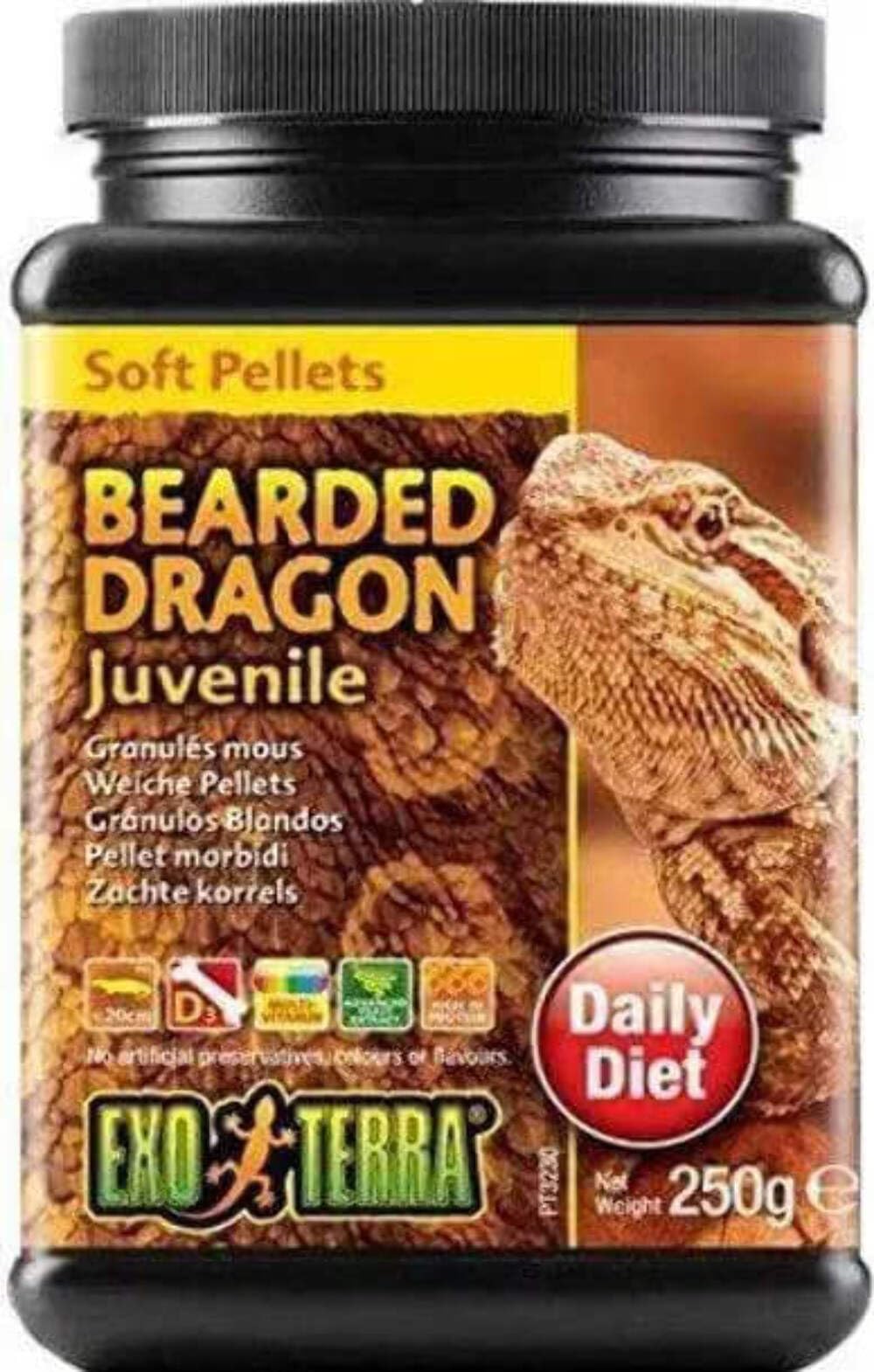 Exo Terra Soft Pellets Juvenile Bearded Dragon Food, 250 g