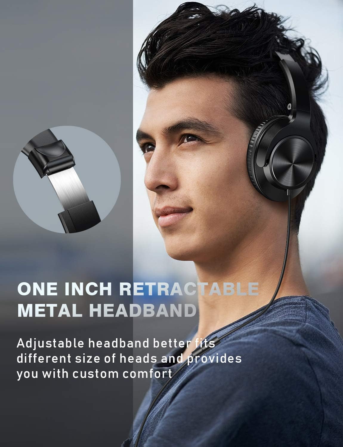 VOGEK Over Ear Headphones with Mic, Stereo Bass Wired Earphones, Portable Lightweight Foldable Headsets with 1.5M Tangle Free Cord and Microphone for Cellphone Tablet Laptop Computer, Black: Home Audio & Theater