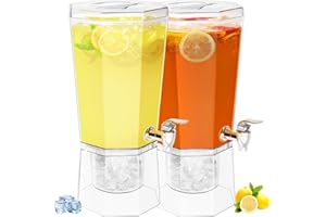 Lifewit 4L Drinks Dispenser with Tap and Stand, Pack of 2 Plastic Water Dispenser with Removable Stand for Lemonade, Juice, W