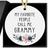 nvucamd Grammy Gifts Christmas Ceramic Ornaments Decor, Mothers Day Birthday Ornaments Gifts for Grandma from Grandkids, Grammy Grandma Haning Ornament Decorations for Christmas Tree