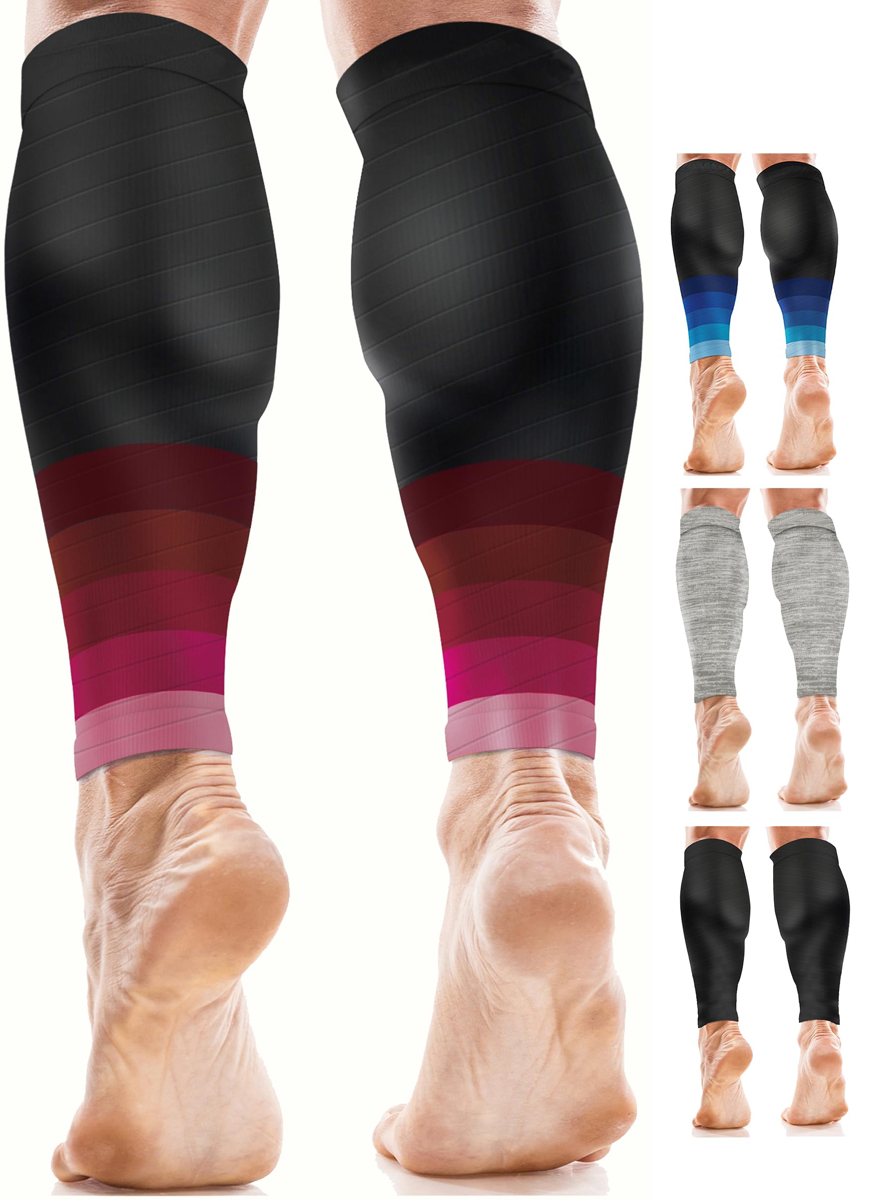 aZengear Calf Compression Sleeves for Men & Women - Shin Splint and Calf Support Brace - Compression Calf Guards - Leg Sleeves for Torn Muscle Cramps (S-M, Pink)