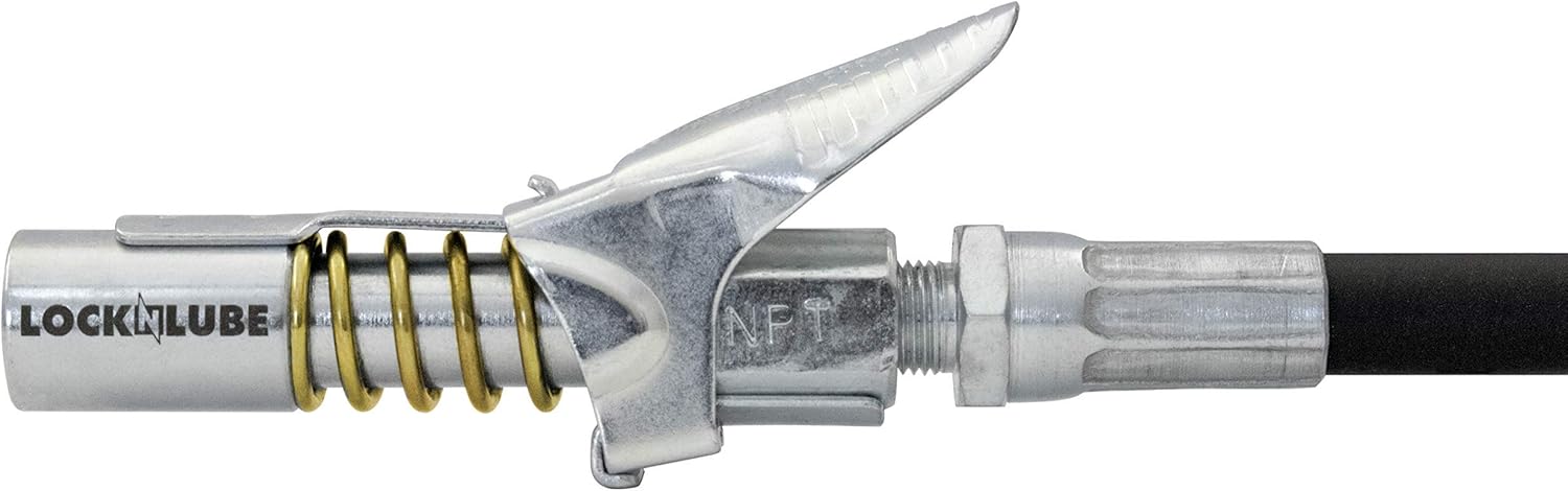 LockNLube Grease Gun Coupler locks onto Zerk fittings. Grease goes in, not on the machine. World's best-selling original locking grease coupler. Rated 10,000 PSI. Long-lasting rebuildable tool.: Home Improvement