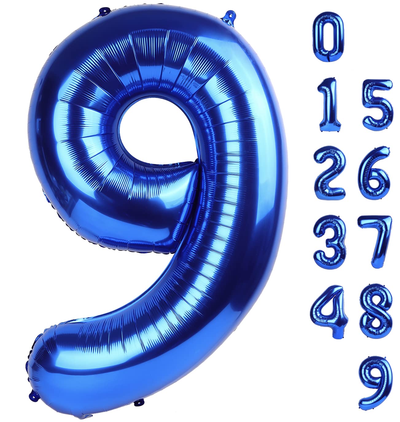 Photo 1 of 40 Inch Navy Blue Numbers Balloons Digital 9 Balloons Decorations for 9th 19 90 Birthday Party, Engagement, Wedding
