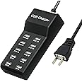 Wyssay USB Charger,50W USB Charging Station with 10-Port Family-Sized Smart USB Ports for Multiple Devices Smart Phone Tablet Laptop Computer, for iPhone 15/14/13 Black