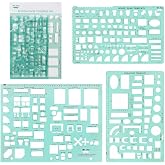 Mr. Pen- House Plan, 3 pcs, Interior Design and Furniture Templates | Clear Flexible Plastic, Drafting Tools, Ruler Shapes for Architecture, 1/4 Inch Scale, Kitchen, Bath, Bedroom, Office