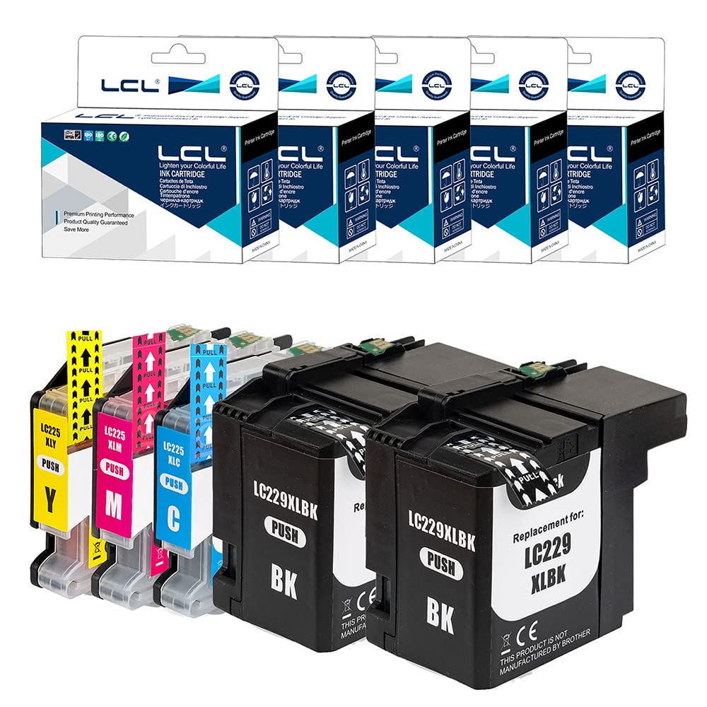 LCL LC229XL LC225XL Ink Cartridge Compatible with Brother LC229XL LC225XL LC229 LC225 LC229XLBK LC225XLC LC225XLM LC225XLY for MFC-J5320DW MFC-J5620DW MFC-J5625DW MFC-J5720DW (5Pack 2KCMY)