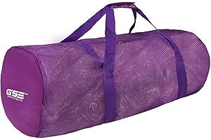 GSE GAMES & SPORTS EXPERT Purple Heavy-Duty Large Mesh Sports Duffle Bag, Dry Bag, Diving Equipment Scuba Bag with Zipper. Great for Gym Workout, Sport Balls Storage, Scuba Gear, Snorkeling, Water Sports and Travel