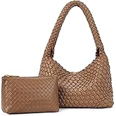CLUCI Woven Shoulder Bag for Women, Vegan Leather Purse Tote Handbag 2PS