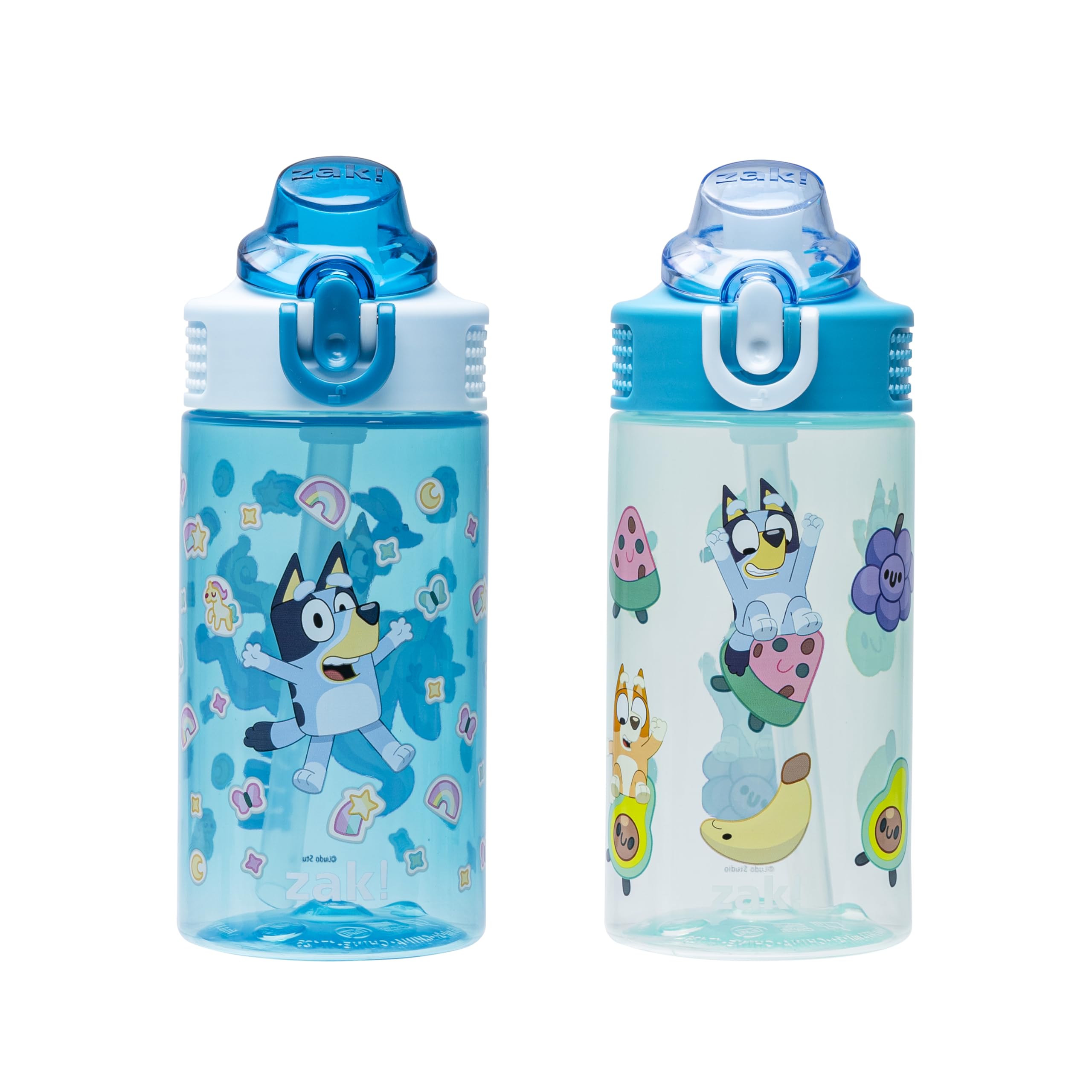 Photo 1 of Zak Designs Bluey Sage Kids Water Bottle For School or Travel, 16oz Durable Plastic Water Bottle With Straw, Handle, and Leak-Proof, Pop-Up Spout Cover, 2-Pack Set (Bluey & Bingo)