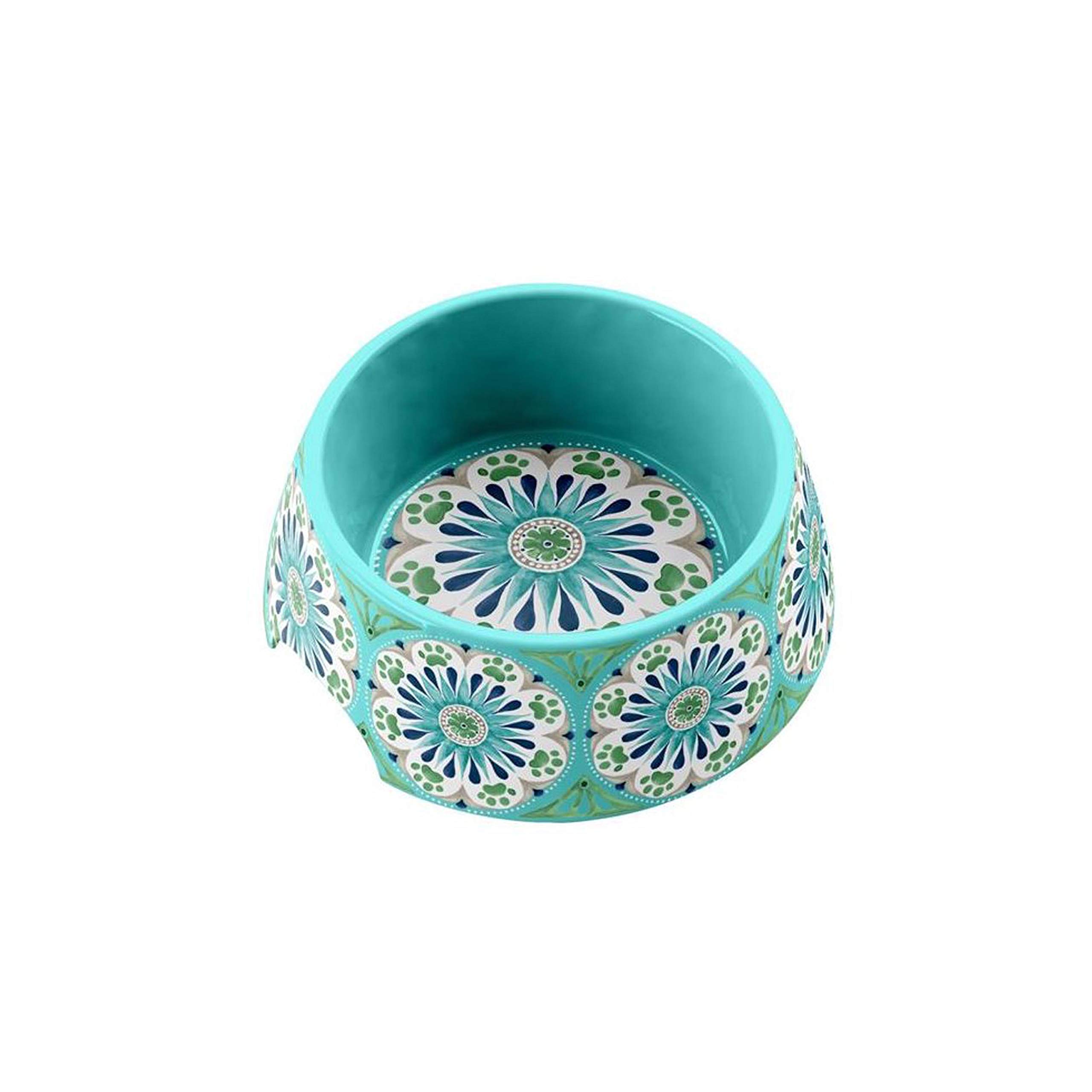 Carmel Medallion Melamine Medium Pet Bowl (Turquoise)