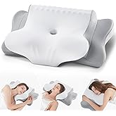 Cervical Pillow for Neck Pain Relief,Ergonomic Cooling Dual-Sided Orthopedic Neck Pillow with Ice Silk Pillowcase, Breathable Memory Foam Contour Pillow for Side, Back, Stomach Sleepers
